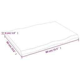 Berkfield Home Table Top Dark Grey 80x60x(2-4) cm Treated Solid Wood Live Edge in Dark Brown - thumbnail 9