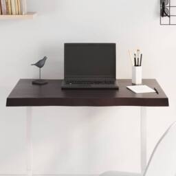 Berkfield Home Table Top Dark Grey 80x60x(2-4) cm Treated Solid Wood Live Edge in Dark Brown - thumbnail 2