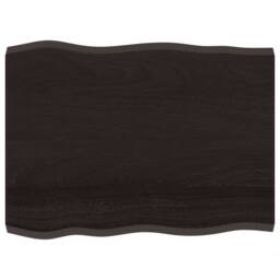 Berkfield Home Table Top Dark Grey 80x60x(2-4) cm Treated Solid Wood Live Edge in Dark Brown - thumbnail 3