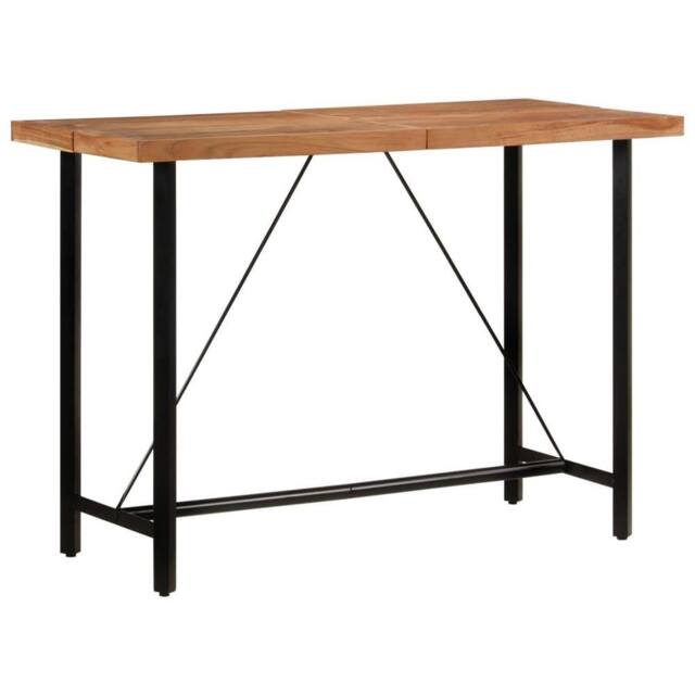 Berkfield Home Bar Table 150x70x107 cm Solid Wood Acacia & Iron in Brown - Size: 150 x 70 x 107 cm - image 1