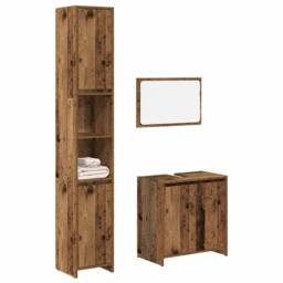 Berkfield Home Durable 3 Piece Bathroom Furniture Set Old Wood Engineered Wood - thumbnail 2