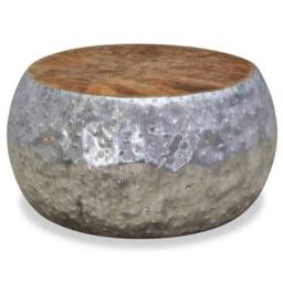 Berkfield Home Coffee Table Aluminium Teak 60x60x30 cm in Silver - Size: 60 x 60 x 30 cm