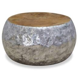 Berkfield Home Coffee Table Aluminium Teak 60x60x30 cm in Silver - Size: 60 x 60 x 30 cm - thumbnail 4