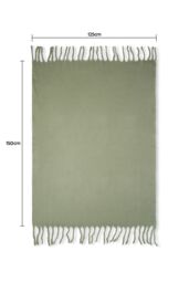 BHS Faux Mohair Tassle Throw in Green - Size: Small - thumbnail 3