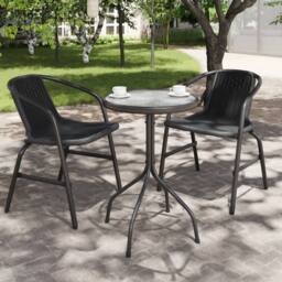 Berkfield Home Garden Table Ã˜50x71 cm Steel Anthracite in Black - Size: 50x71 cm - thumbnail 1