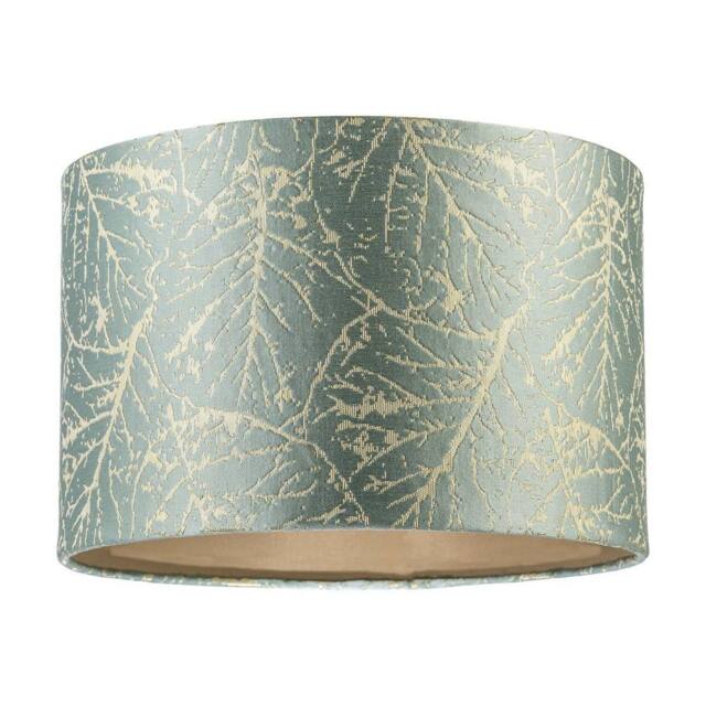 Happy Homewares Abstract Botanical Motif Jacquard Fabric Lamp Shade in Silver Duck Egg - Size: 12 inches - image 1