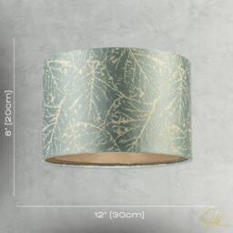 Happy Homewares Abstract Botanical Motif Jacquard Fabric Lamp Shade in Silver Duck Egg - Size: 12 inches - thumbnail 7