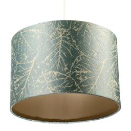 Happy Homewares Abstract Botanical Motif Jacquard Fabric Lamp Shade in Silver Duck Egg - Size: 12 inches - thumbnail 5