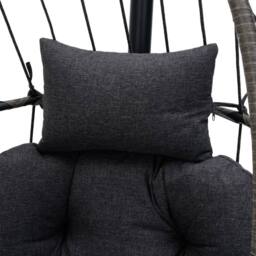 Living and Home Swing Hanging Egg Chair with Cushion and Headrest in Grey - thumbnail 4