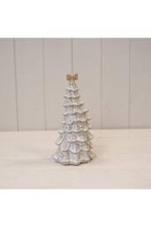 KDMD Medium Stone Glazed Ceramic Bendy Christmas Tree with Cream Bow on Top - thumbnail 2