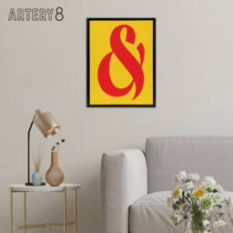 "Artery8 And Ampersand Symbol Yellow Red Vibrant Design Framed Canvas Art Print - Size: W12"" x H16""" - thumbnail 3
