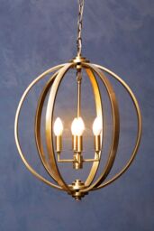 Orsina Antique Brass Pendant Light, Overlapping Ring Chandelier With 4 Lights, Metal Ceiling Light Fixture in Gold - thumbnail 2
