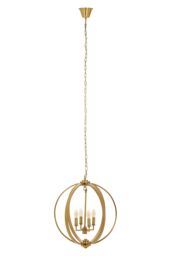 Orsina Antique Brass Pendant Light, Overlapping Ring Chandelier With 4 Lights, Metal Ceiling Light Fixture in Gold