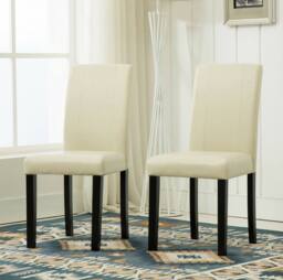 MCC Direct Set of 2 Faux Leather Dining Chairs in Cream
