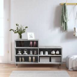 Berkfield Home Shoe Cabinet Concrete Grey 102x36x60 cm Engineered Wood - Size: 102 x 36 x 60 cm - thumbnail 2