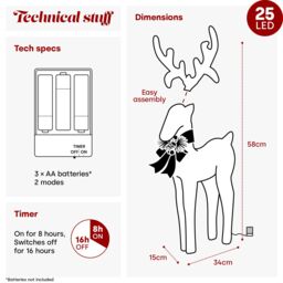 Christmas Village Light up Glitter Reindeer Decoration - White - thumbnail 8