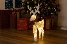 Christmas Village Light up Glitter Reindeer Decoration - White - thumbnail 7