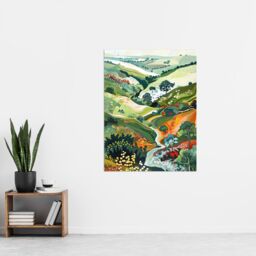 "Artery8 Otley Chevin Forest Park Painting Trippy Summer Wall Art Print in Green - Size: W12"" x H16""" - thumbnail 4