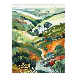 "Artery8 Otley Chevin Forest Park Painting Trippy Summer Wall Art Print in Green - Size: W12"" x H16""" - thumbnail 1