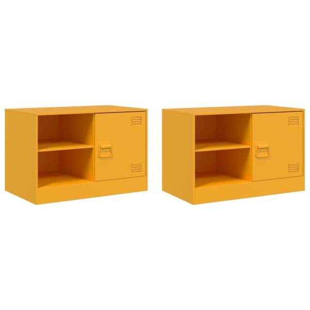 Berkfield Home TV Cabinets 2 pcs Mustard Yellow 67x39x44 cm Steel - Size: 67 x 39 x 44 cm - image 1