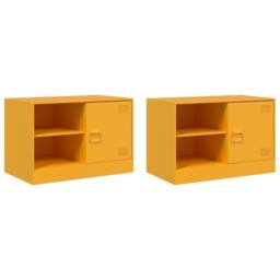 Berkfield Home TV Cabinets 2 pcs Mustard Yellow 67x39x44 cm Steel - Size: 67 x 39 x 44 cm - thumbnail 1