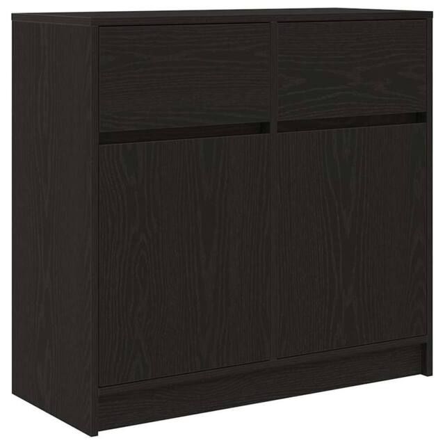 Berkfield Home Sideboard with Drawer Black Oak 80x34x76 cm Engineered Wood - Size: 80 x 34 x 76 cm - image 1