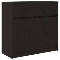 Berkfield Home Sideboard with Drawer Black Oak 80x34x76 cm Engineered Wood - Size: 80 x 34 x 76 cm - thumbnail 1