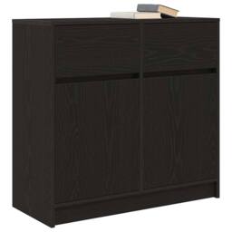 Berkfield Home Sideboard with Drawer Black Oak 80x34x76 cm Engineered Wood - Size: 80 x 34 x 76 cm - thumbnail 4