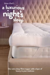 Slumberdown 4 Inch Extra Deep Mattress Topper Plush Soft Comfort & Support Layer in White - Size: King Fitted - thumbnail 2