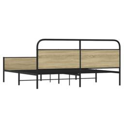 Berkfield Home Metal Bed Frame without Mattress Sonoma Oak 200x200 cm in Light Tan - thumbnail 7