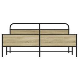 Berkfield Home Metal Bed Frame without Mattress Sonoma Oak 200x200 cm in Light Tan - thumbnail 5