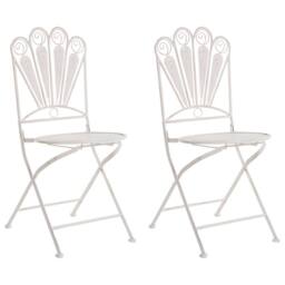 Wyld and Coco Peacock Motif Iron Folding Garden Chairs 2Pc Off-White in White - thumbnail 2