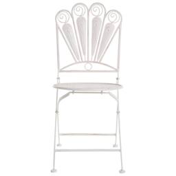 Wyld and Coco Peacock Motif Iron Folding Garden Chairs 2Pc Off-White in White - thumbnail 5