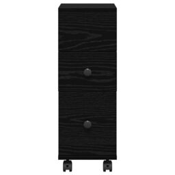 Berkfield Home Narrow Bathroom Cabinet with Wheels Black Oak Engineered Wood - thumbnail 6