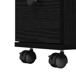 Berkfield Home Narrow Bathroom Cabinet with Wheels Black Oak Engineered Wood - thumbnail 8
