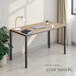 tectake Desk Vanport - Height-Adjustable Plastic Feet in Light Oak - thumbnail 7