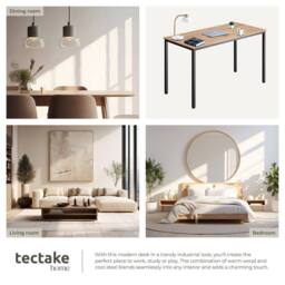 tectake Desk Vanport - Height-Adjustable Plastic Feet in Light Oak - thumbnail 5