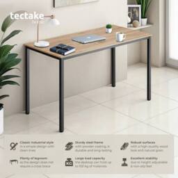 tectake Desk Vanport - Height-Adjustable Plastic Feet in Light Oak - thumbnail 2