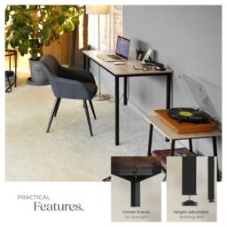 tectake Desk Vanport - Height-Adjustable Plastic Feet in Light Oak - thumbnail 4