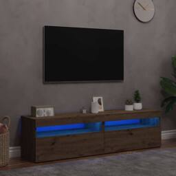Berkfield Home TV Cabinets with LED Lights 2 pcs Artisan Oak Engineered Wood in Light Brown - thumbnail 2