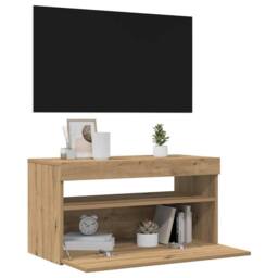 Berkfield Home TV Cabinets with LED Lights 2 pcs Artisan Oak Engineered Wood in Light Brown - thumbnail 4