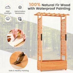 Costway Raised Garden Bed Freestanding Planter Trellis Container w/ Drainage Hole in Orange - thumbnail 3