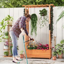Costway Raised Garden Bed Freestanding Planter Trellis Container w/ Drainage Hole in Orange - thumbnail 6