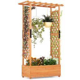 Costway Raised Garden Bed Freestanding Planter Trellis Container w/ Drainage Hole in Orange