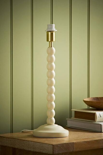 ValueLights Bobbin Wooden Bobble Table Lamp Base in Cream - image 1