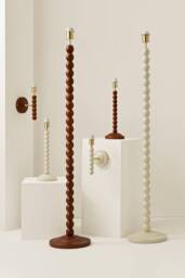 ValueLights Bobbin Wooden Bobble Table Lamp Base in Cream - thumbnail 6