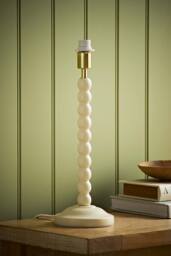 ValueLights Bobbin Wooden Bobble Table Lamp Base in Cream - thumbnail 1
