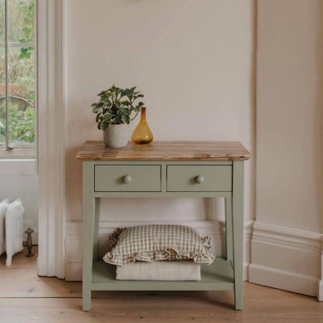 Statement Furniture Florence Console Table with 2 Drawers in Light Green - image 1