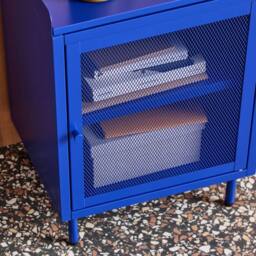 sweeek Industrial metal bedside table with 1 door (set of 2) in Blue - thumbnail 6