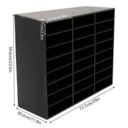 Ventryn 24 Compartment Literature Organizer File Sorter Office Mailbox PVC in Black - thumbnail 2